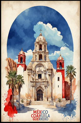 Vibrant Grand Church in Mexico Cultural Heritage Poster PosterGoat