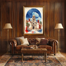 Vibrant Grand Church in Mexico Cultural Heritage Poster PosterGoat