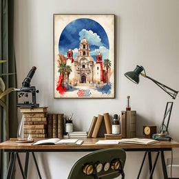 Vibrant Grand Church in Mexico Cultural Heritage Poster PosterGoat