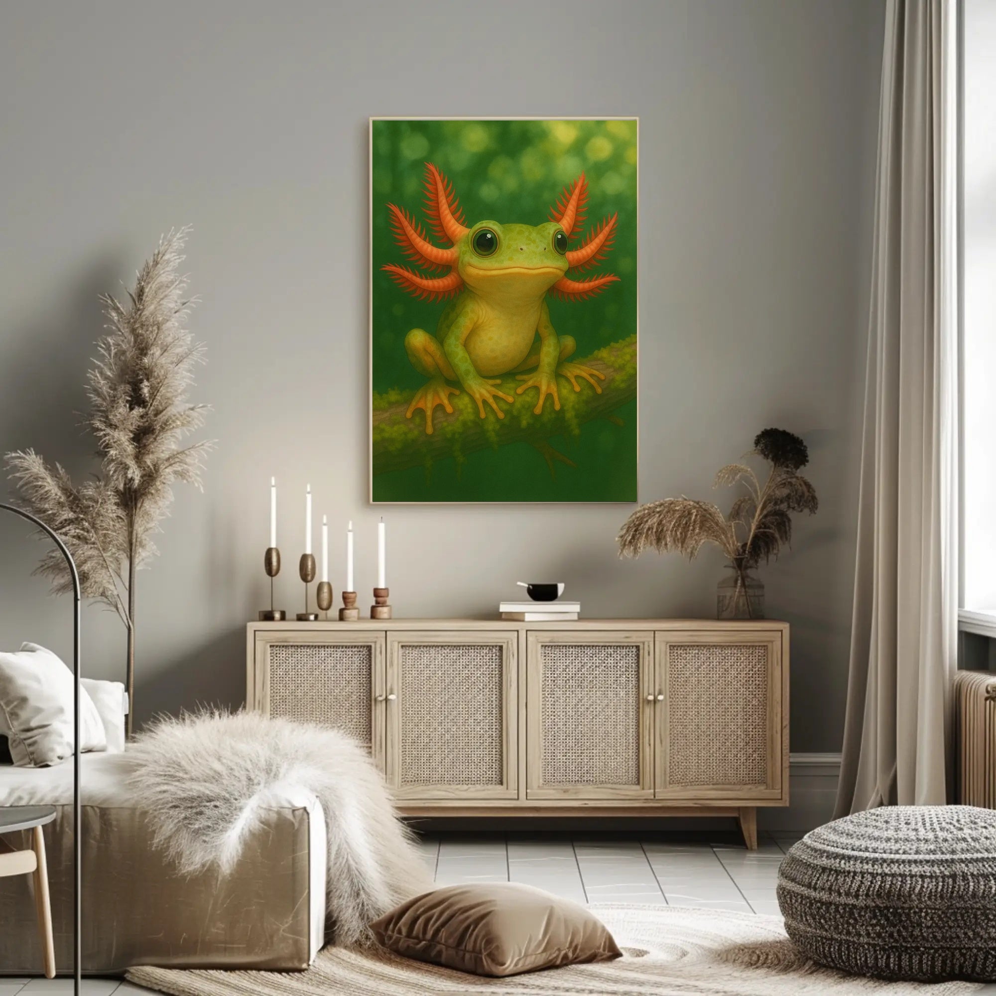 Vibrant Green Fantasy Creature Art Print Fantasy or Mythology Poster PosterGoat