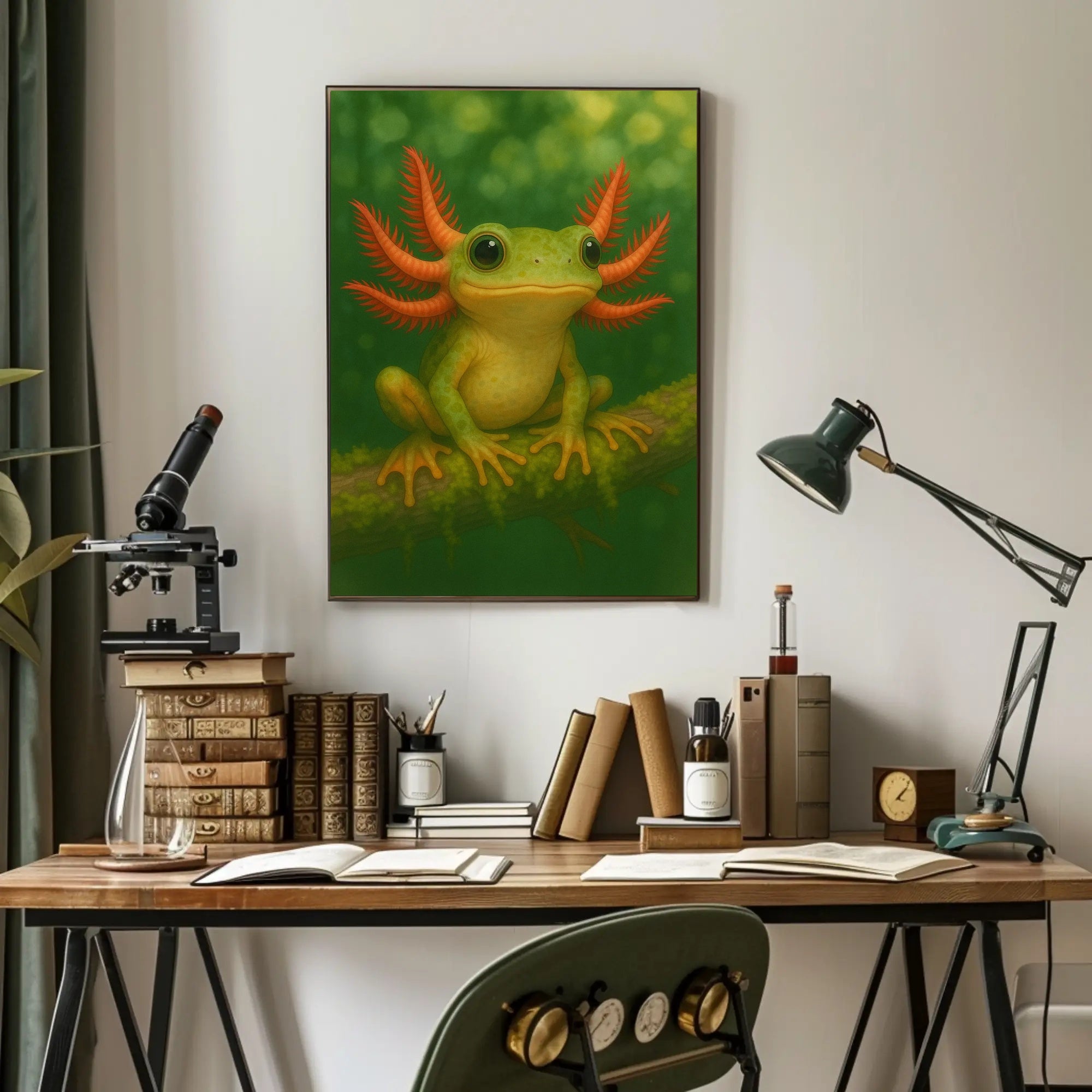 Vibrant Green Fantasy Creature Art Print Fantasy or Mythology Poster PosterGoat