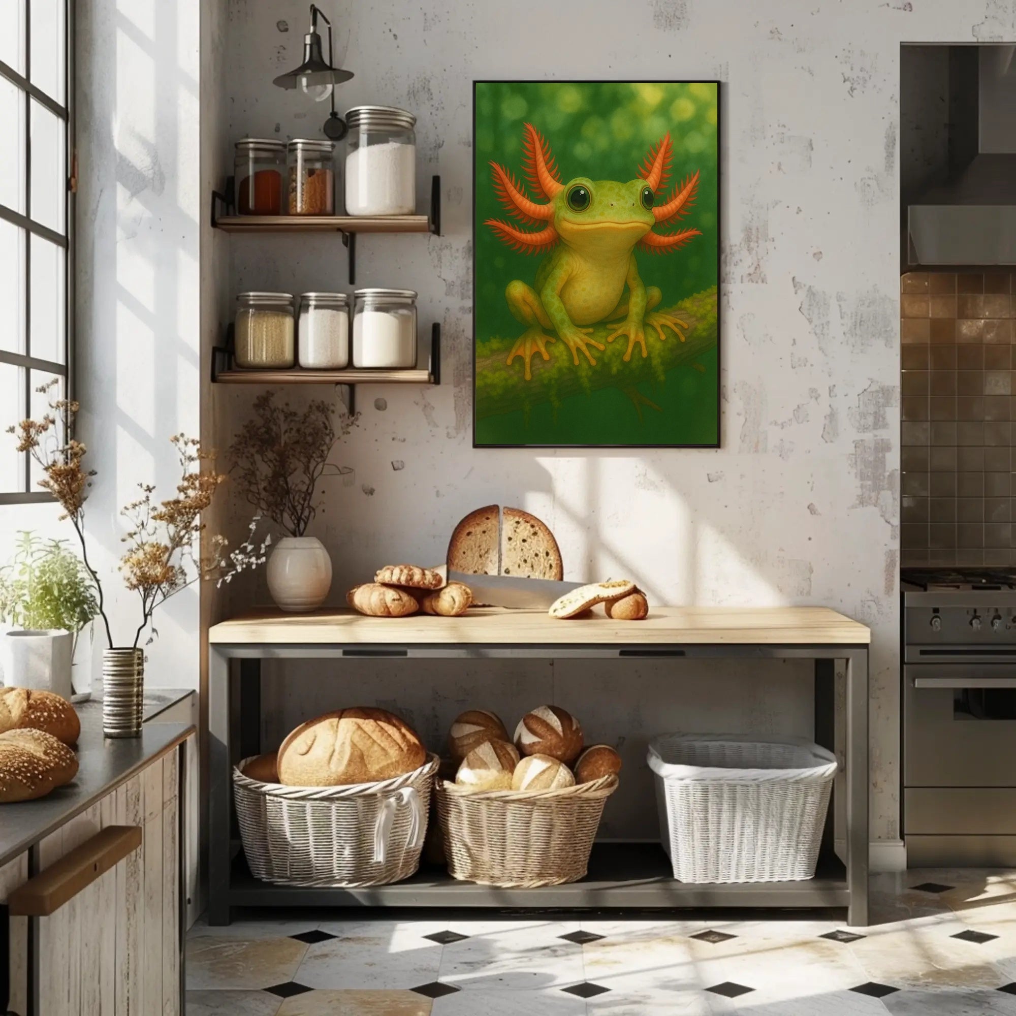 Vibrant Green Fantasy Creature Art Print Fantasy or Mythology Poster PosterGoat