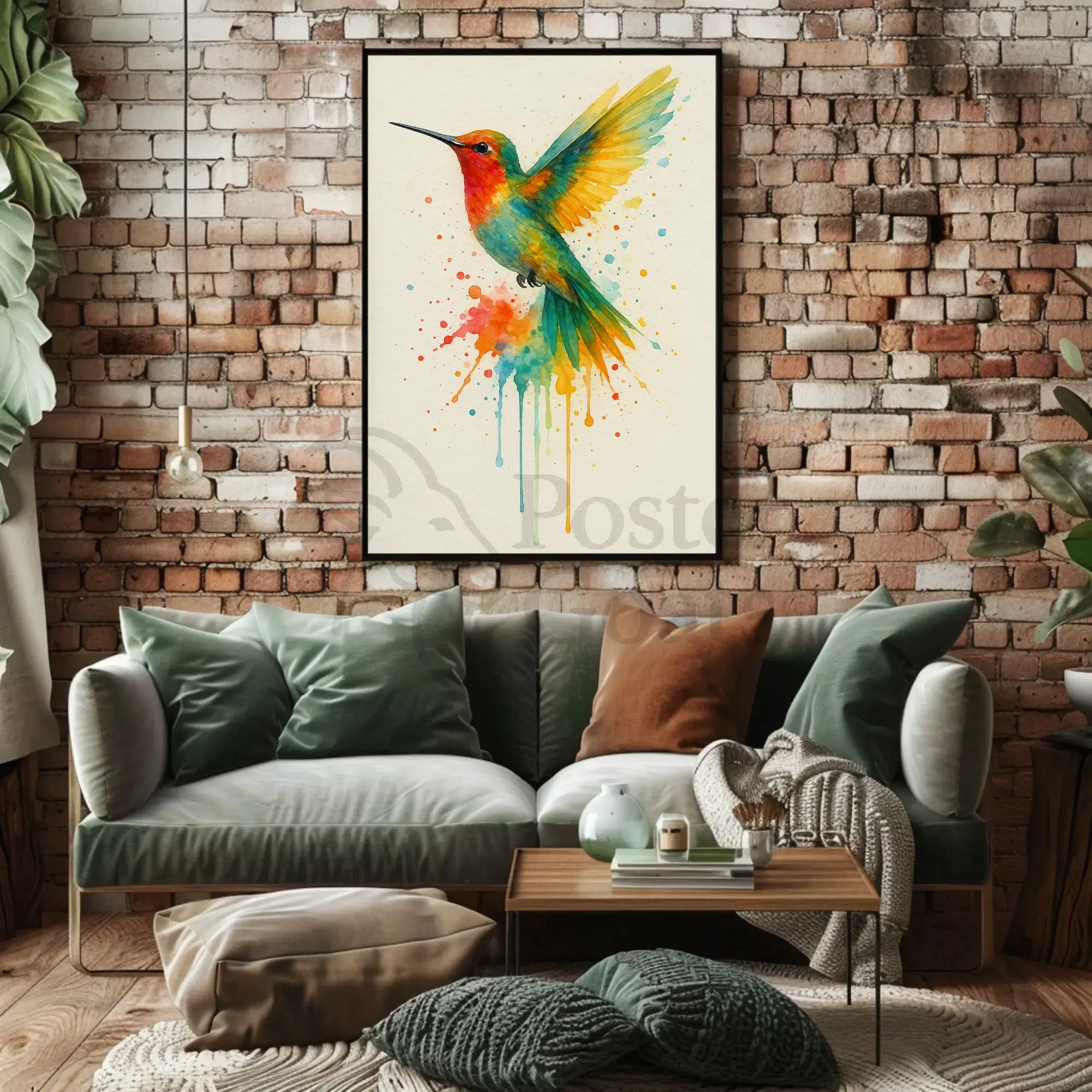 Vibrant Hummingbird Art Print Animal Poster PosterGoat