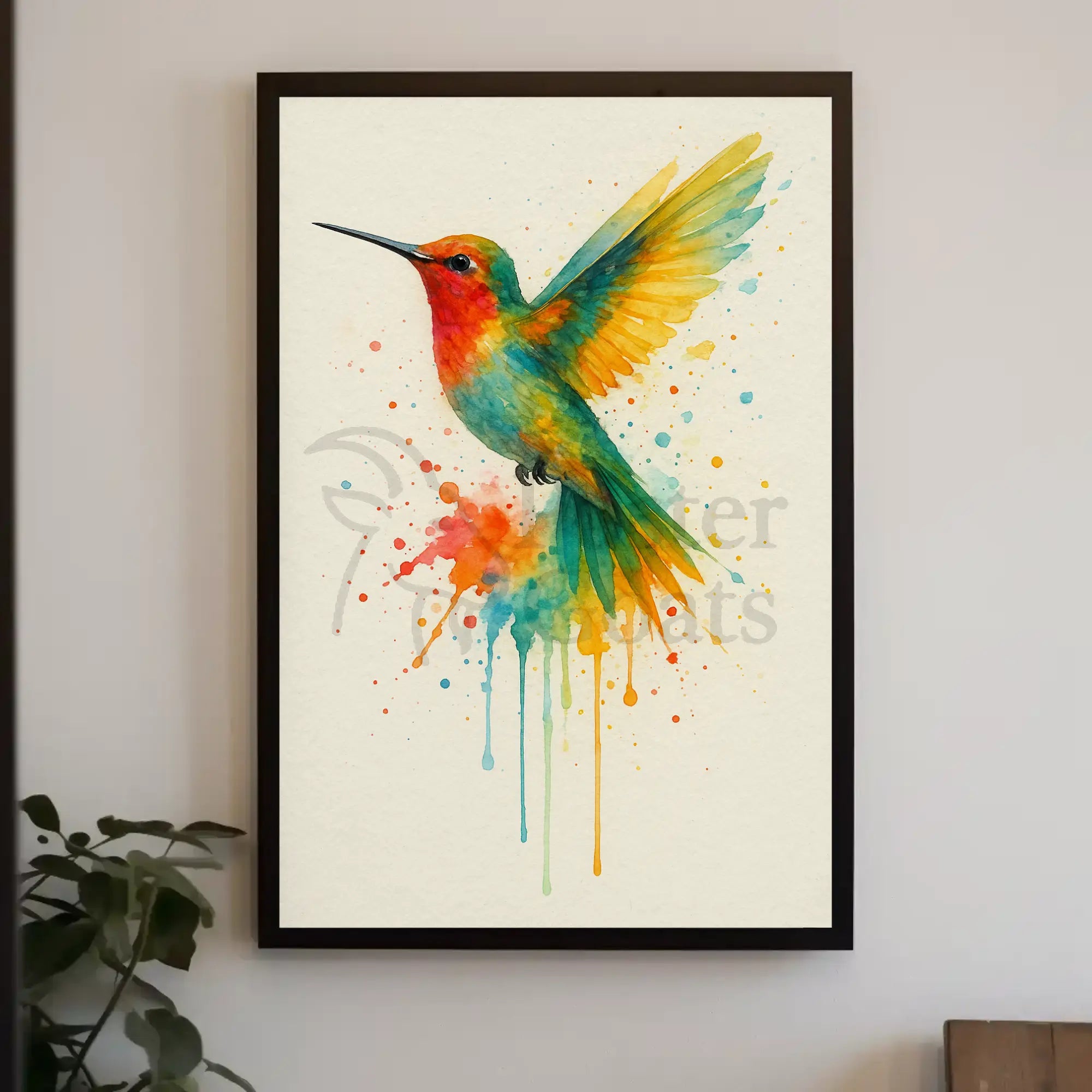 Vibrant Hummingbird Art Print Animal Poster PosterGoat
