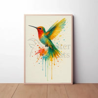 Vibrant Hummingbird Art Print Animal Poster PosterGoat