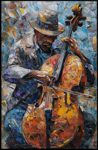 Vibrant Impressionistic Musician Cello Poster - Music or Concert Poster PosterGoat