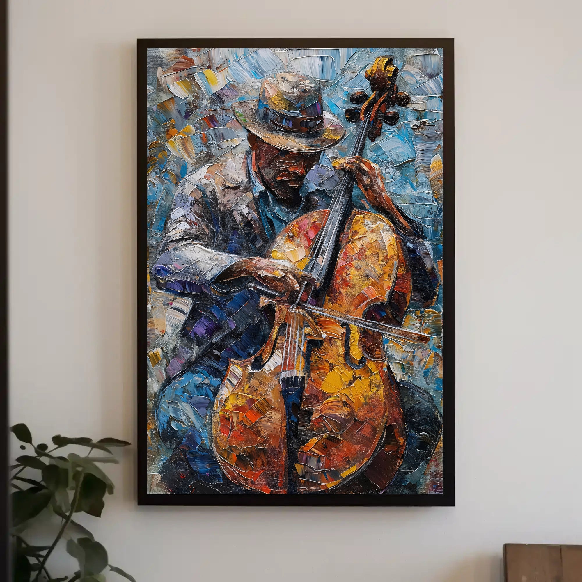 Vibrant Impressionistic Musician Cello Poster - Music or Concert Poster PosterGoat