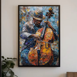 Vibrant Impressionistic Musician Cello Poster - Music or Concert Poster PosterGoat