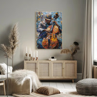 Vibrant Impressionistic Musician Cello Poster - Music or Concert Poster PosterGoat