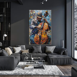 Vibrant Impressionistic Musician Cello Poster - Music or Concert Poster PosterGoat