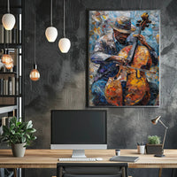 Vibrant Impressionistic Musician Cello Poster - Music or Concert Poster PosterGoat
