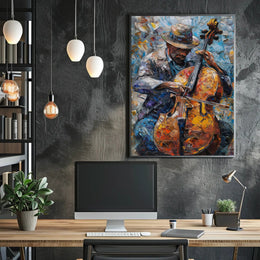 Vibrant Impressionistic Musician Cello Poster - Music or Concert Poster PosterGoat