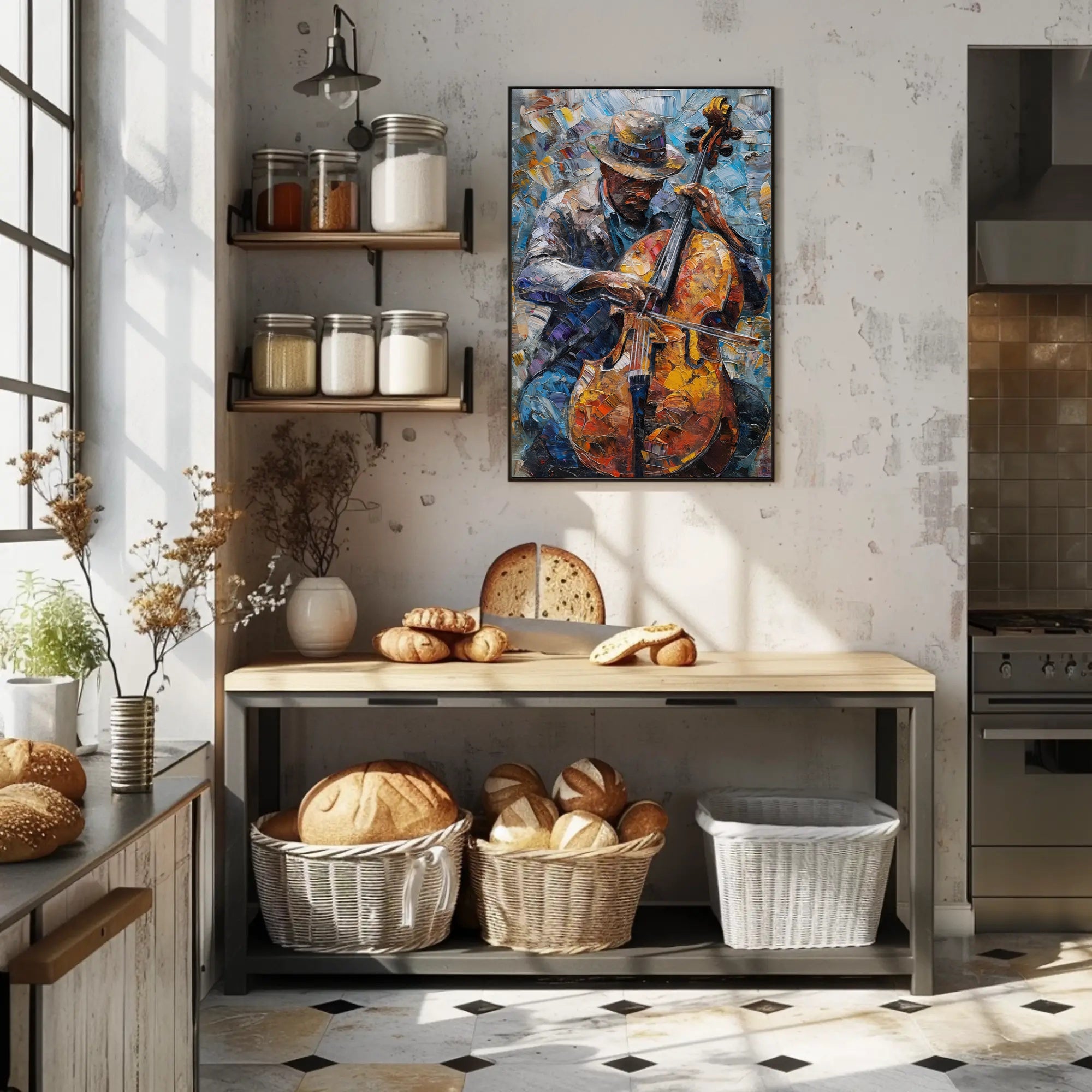 Vibrant Impressionistic Musician Cello Poster - Music or Concert Poster PosterGoat