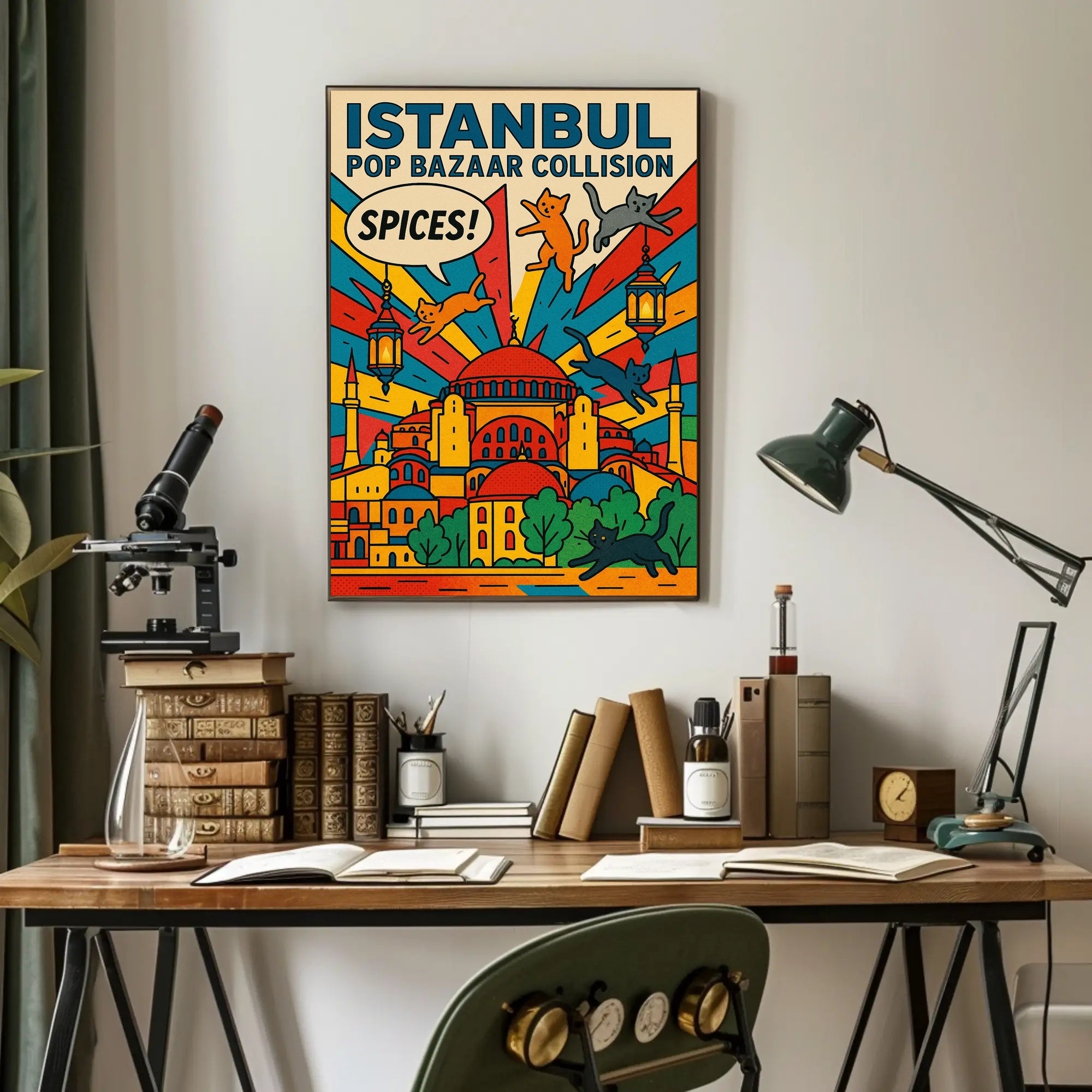 Vibrant Istanbul Bazaar Pop Art Urban Cityscape Poster PosterGoat