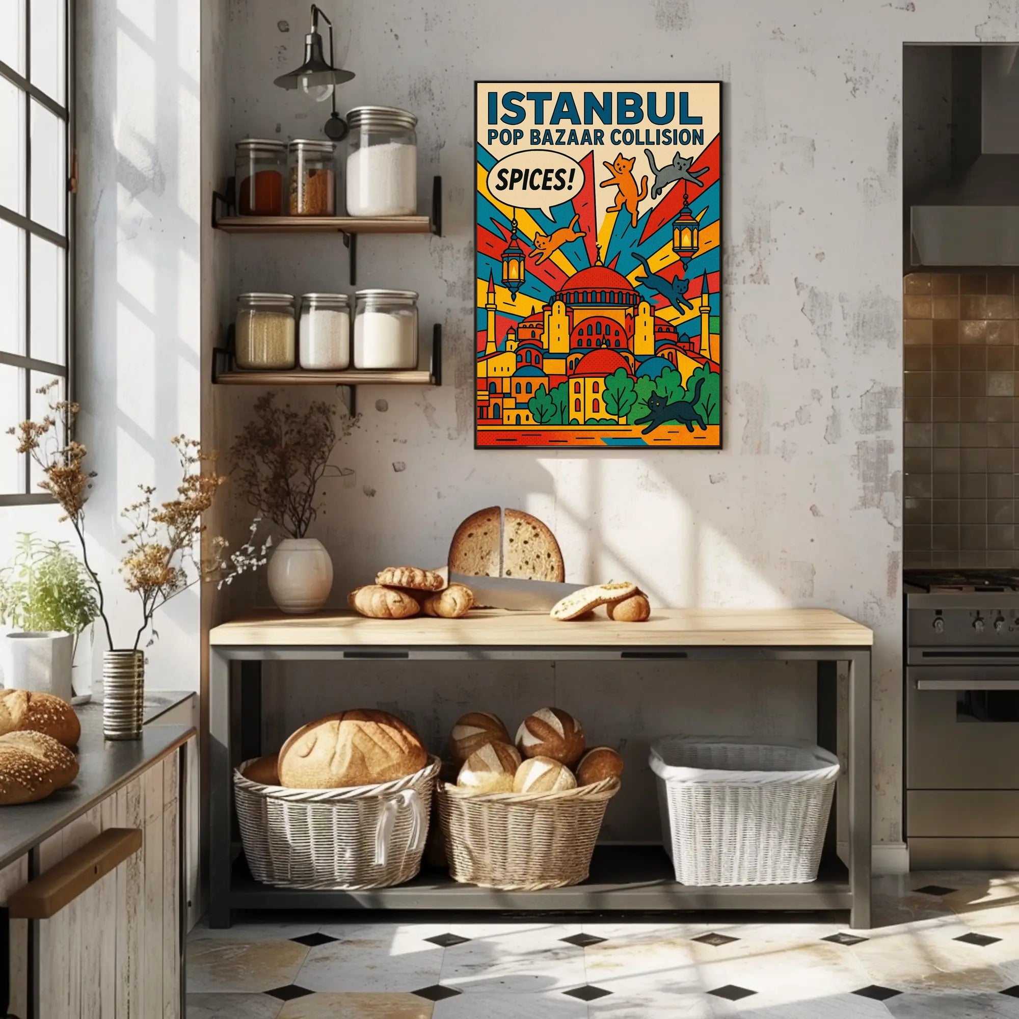 Vibrant Istanbul Bazaar Pop Art Urban Cityscape Poster PosterGoat