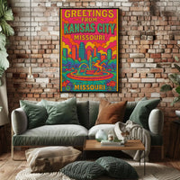 Vibrant Kansas City Skyline Pop Art Travel Poster PosterGoat
