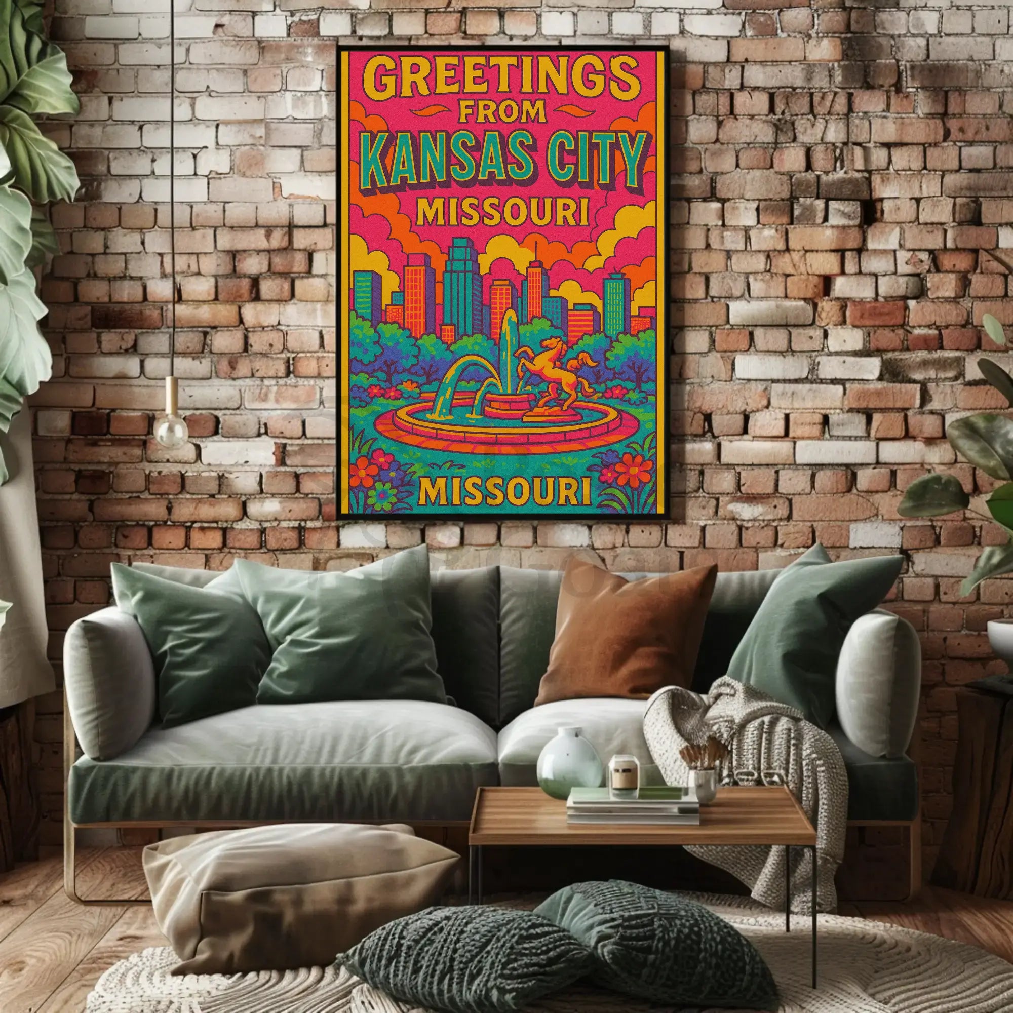 Vibrant Kansas City Skyline Pop Art Travel Poster PosterGoat
