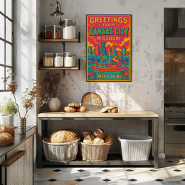 Vibrant Kansas City Skyline Pop Art Travel Poster PosterGoat