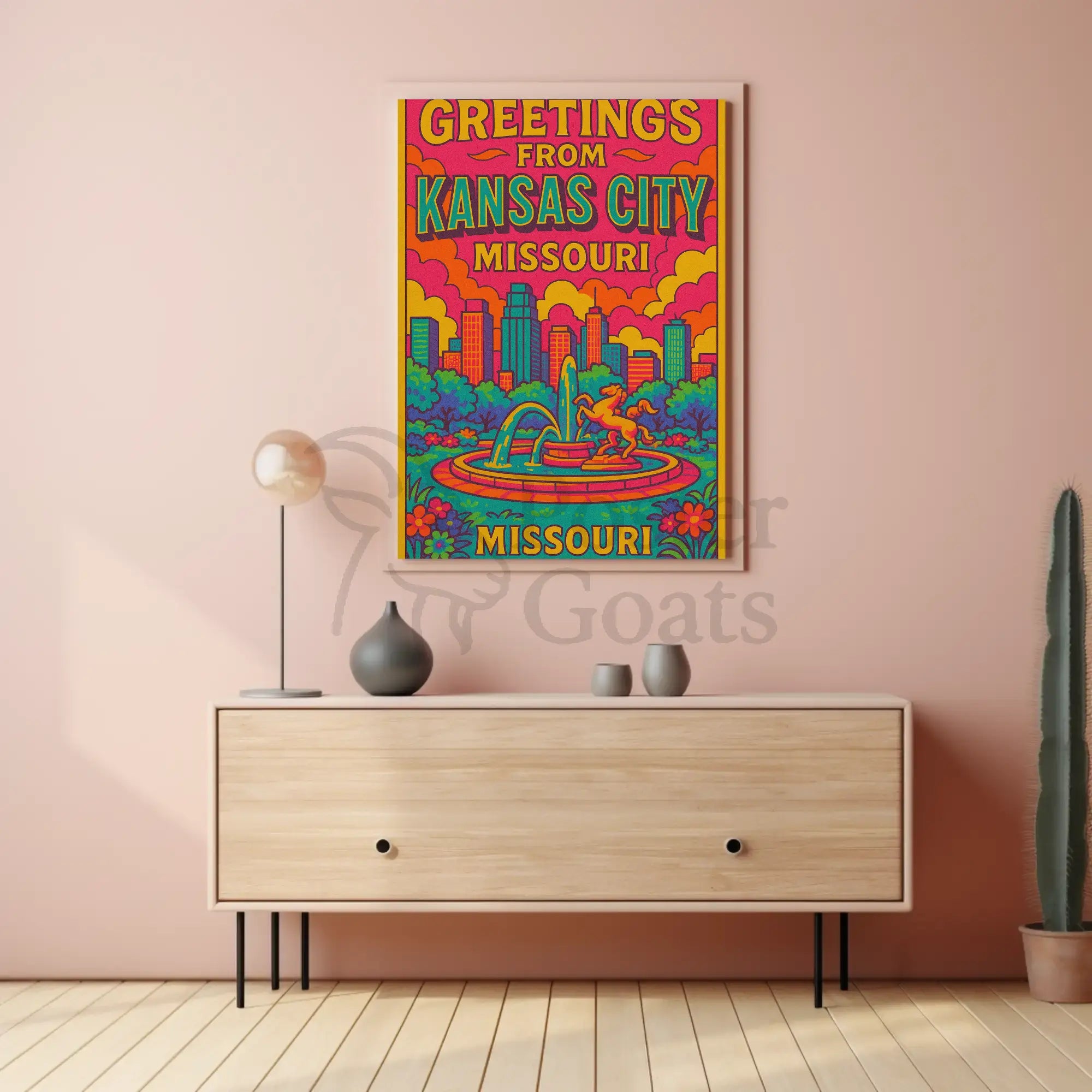 Vibrant Kansas City Skyline Pop Art Travel Poster PosterGoat