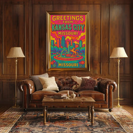 Vibrant Kansas City Skyline Pop Art Travel Poster PosterGoat