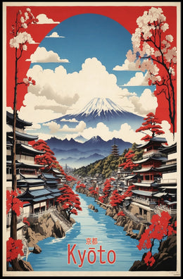 Vibrant Kyoto Landscape Travel Poster PosterGoat