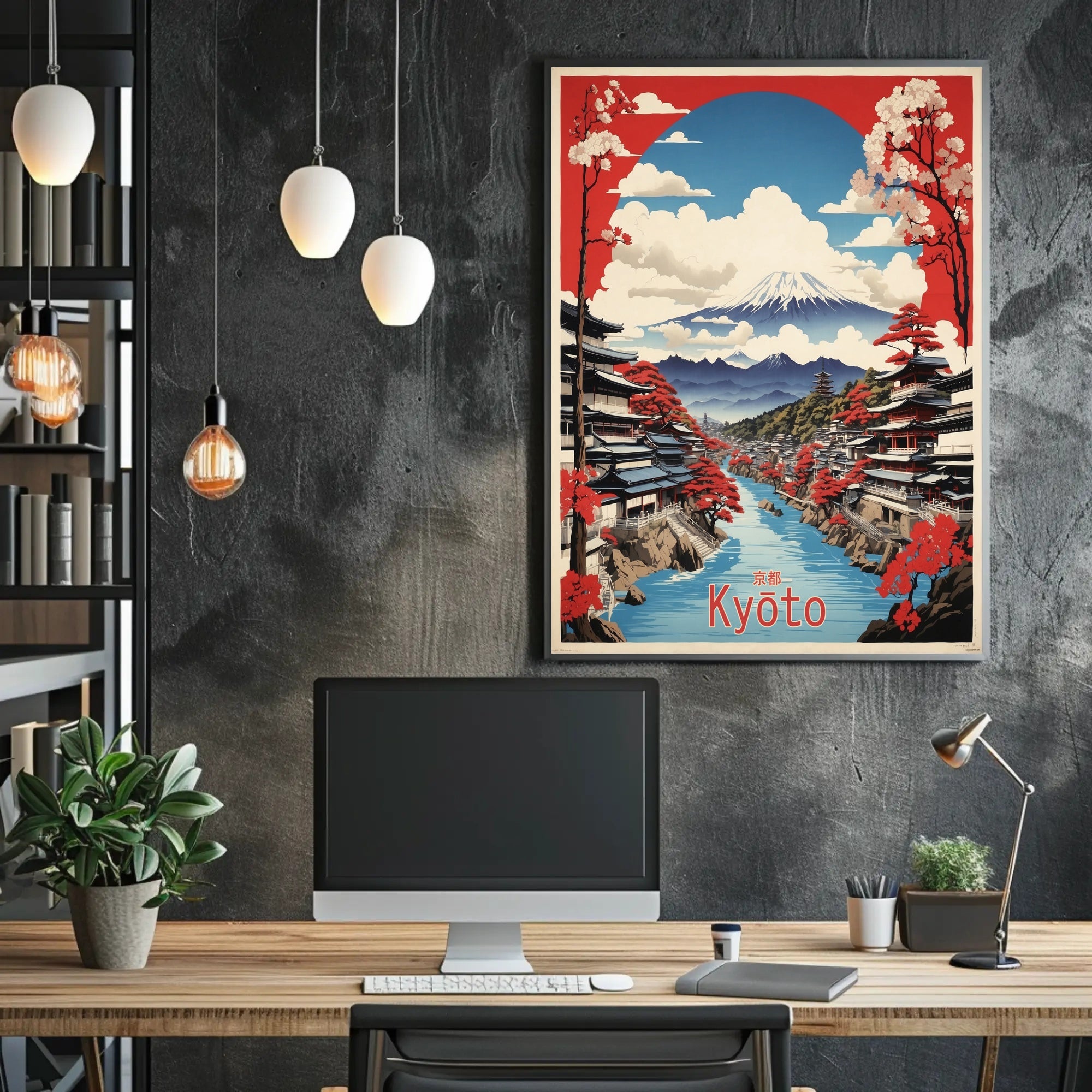 Vibrant Kyoto Landscape Travel Poster PosterGoat