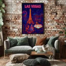 Vibrant Las Vegas Neon Nightlife Travel Poster PosterGoat