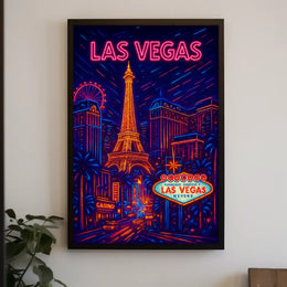Vibrant Las Vegas Neon Nightlife Travel Poster PosterGoat