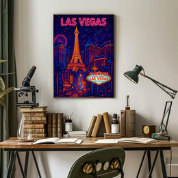 Vibrant Las Vegas Neon Nightlife Travel Poster PosterGoat