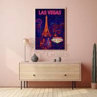 Vibrant Las Vegas Neon Nightlife Travel Poster PosterGoat