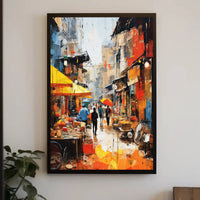Vibrant Market Scene in Urban Asia - Artistic Poster PosterGoat