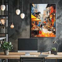 Vibrant Market Scene in Urban Asia - Artistic Poster PosterGoat