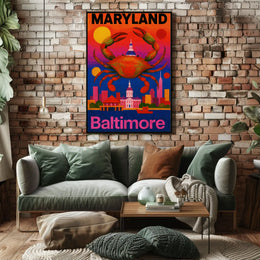 Vibrant Maryland Cityscape Travel Poster PosterGoat
