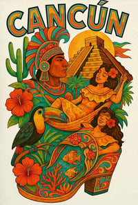 Vibrant Mayan Culture and Coastal Beauty Travel Poster PosterGoat