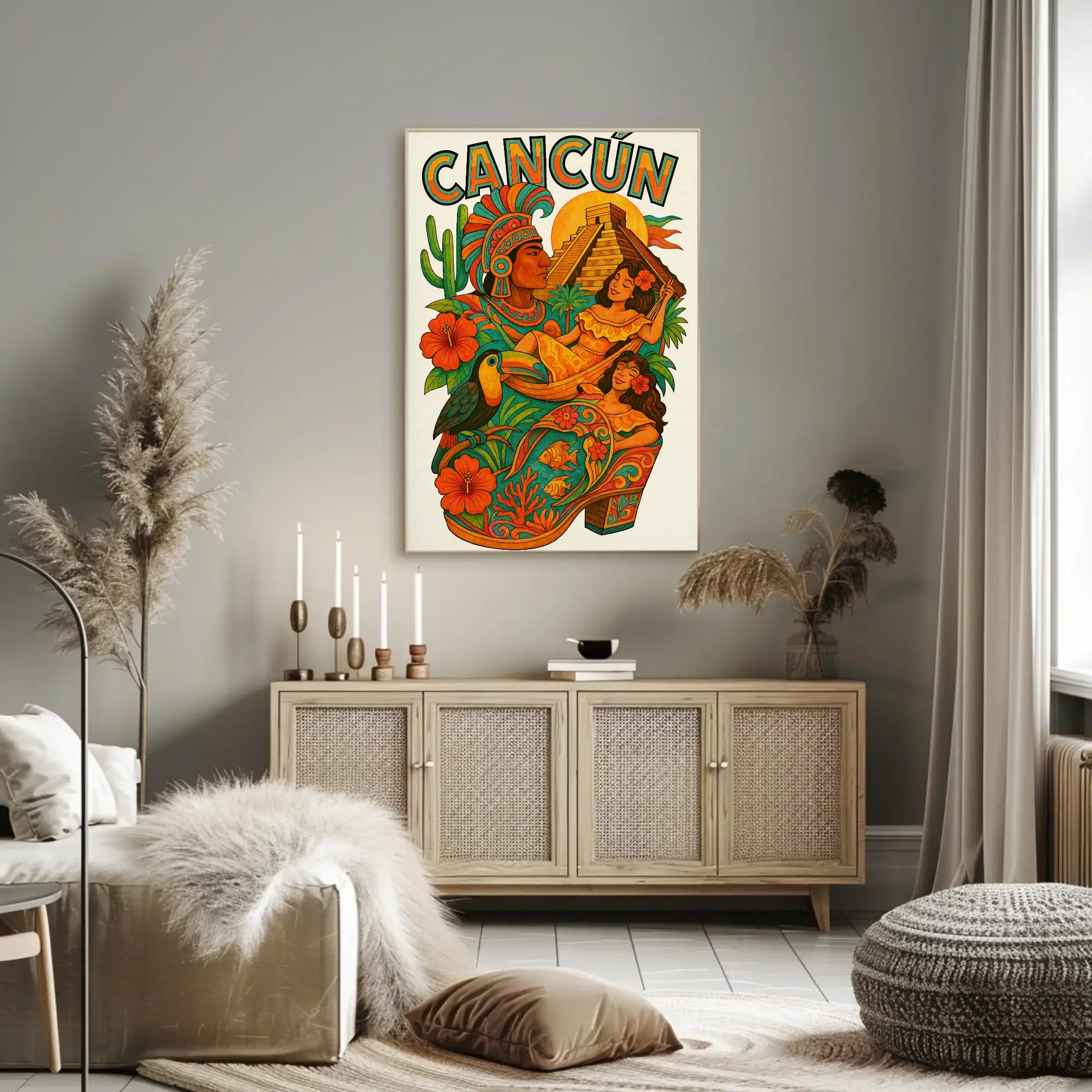 Vibrant Mayan Culture and Coastal Beauty Travel Poster PosterGoat