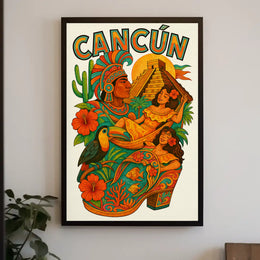 Vibrant Mayan Culture and Coastal Beauty Travel Poster PosterGoat