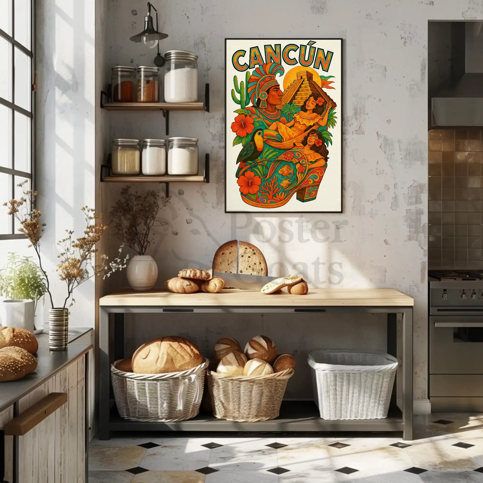 Vibrant Mayan Culture and Coastal Beauty Travel Poster PosterGoat
