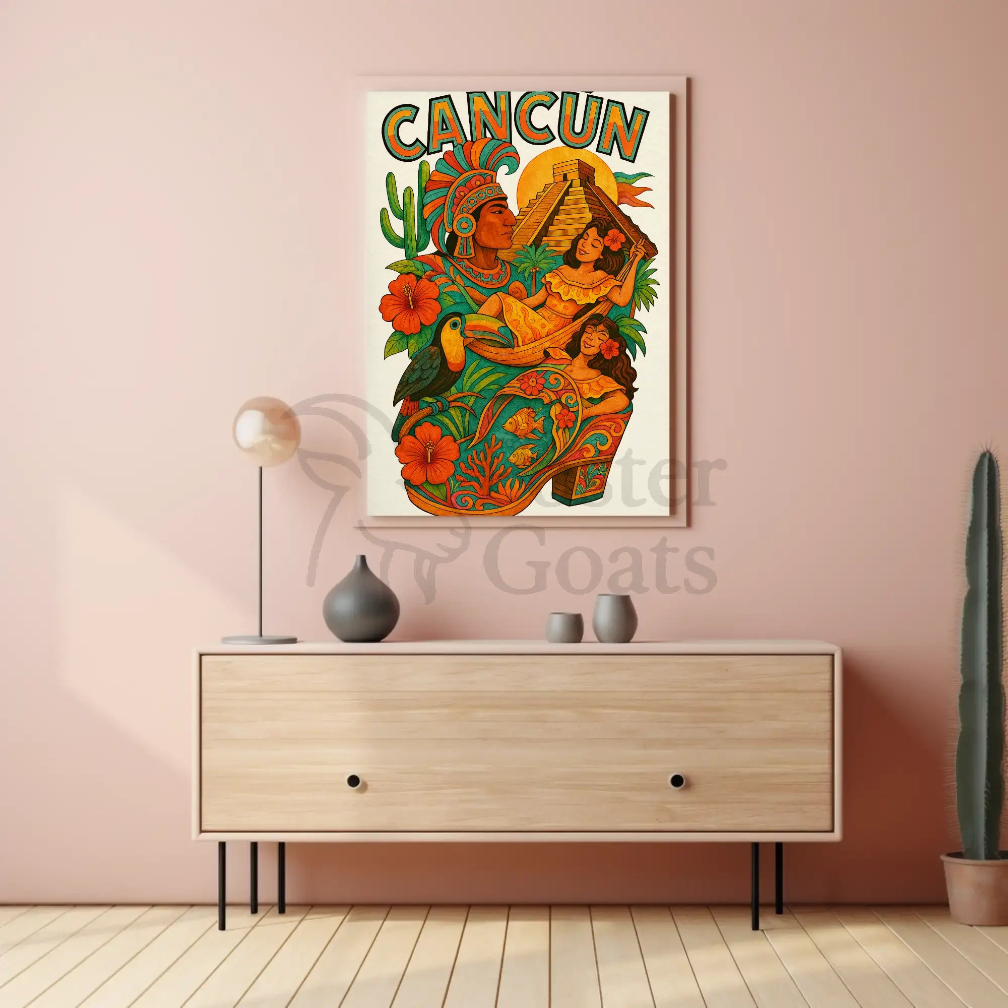 Vibrant Mayan Culture and Coastal Beauty Travel Poster PosterGoat