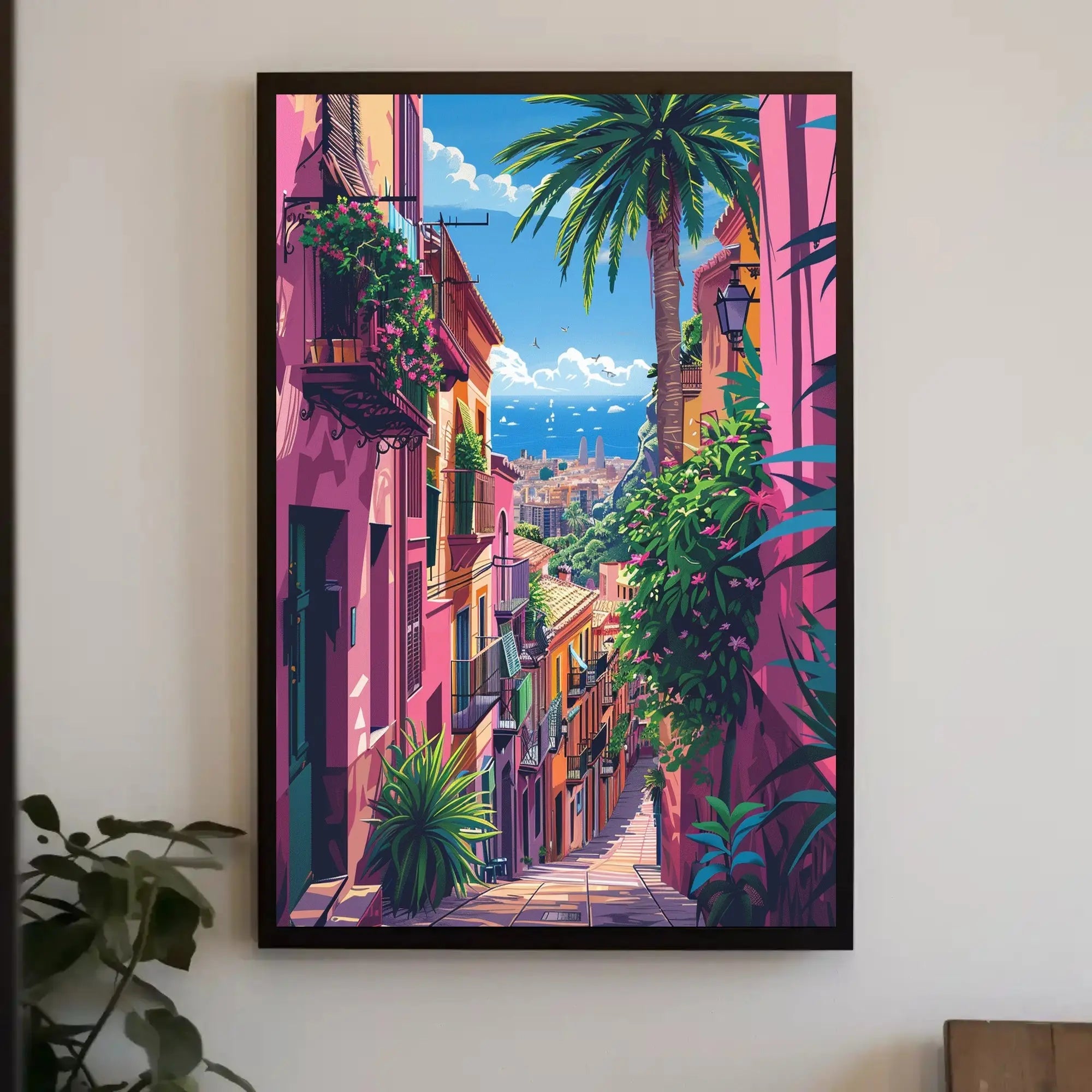 Vibrant Mediterranean Cityscape Art Print Travel Poster PosterGoat