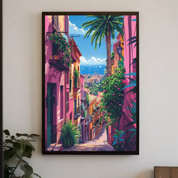 Vibrant Mediterranean Cityscape Art Print Travel Poster PosterGoat