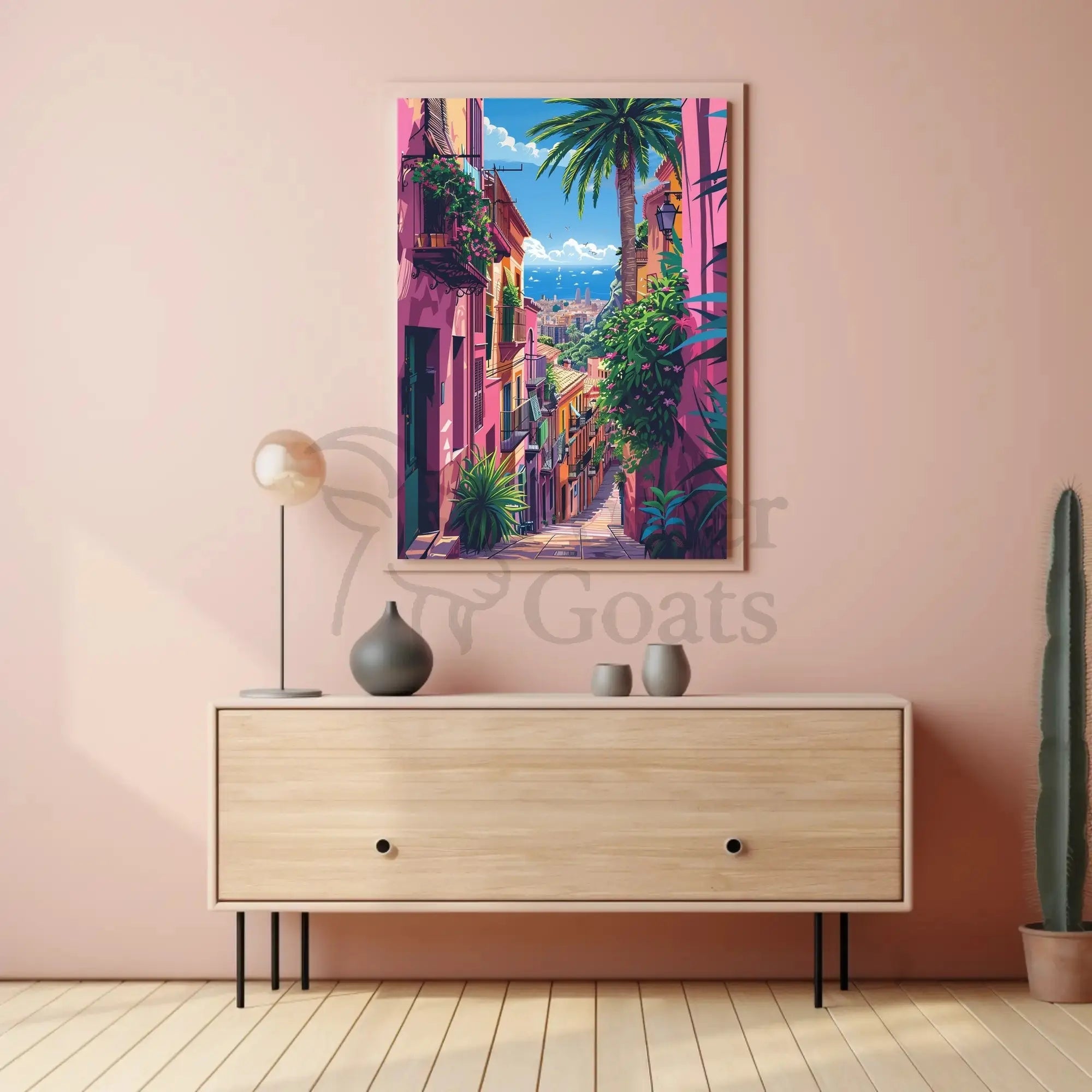 Vibrant Mediterranean Cityscape Art Print Travel Poster PosterGoat