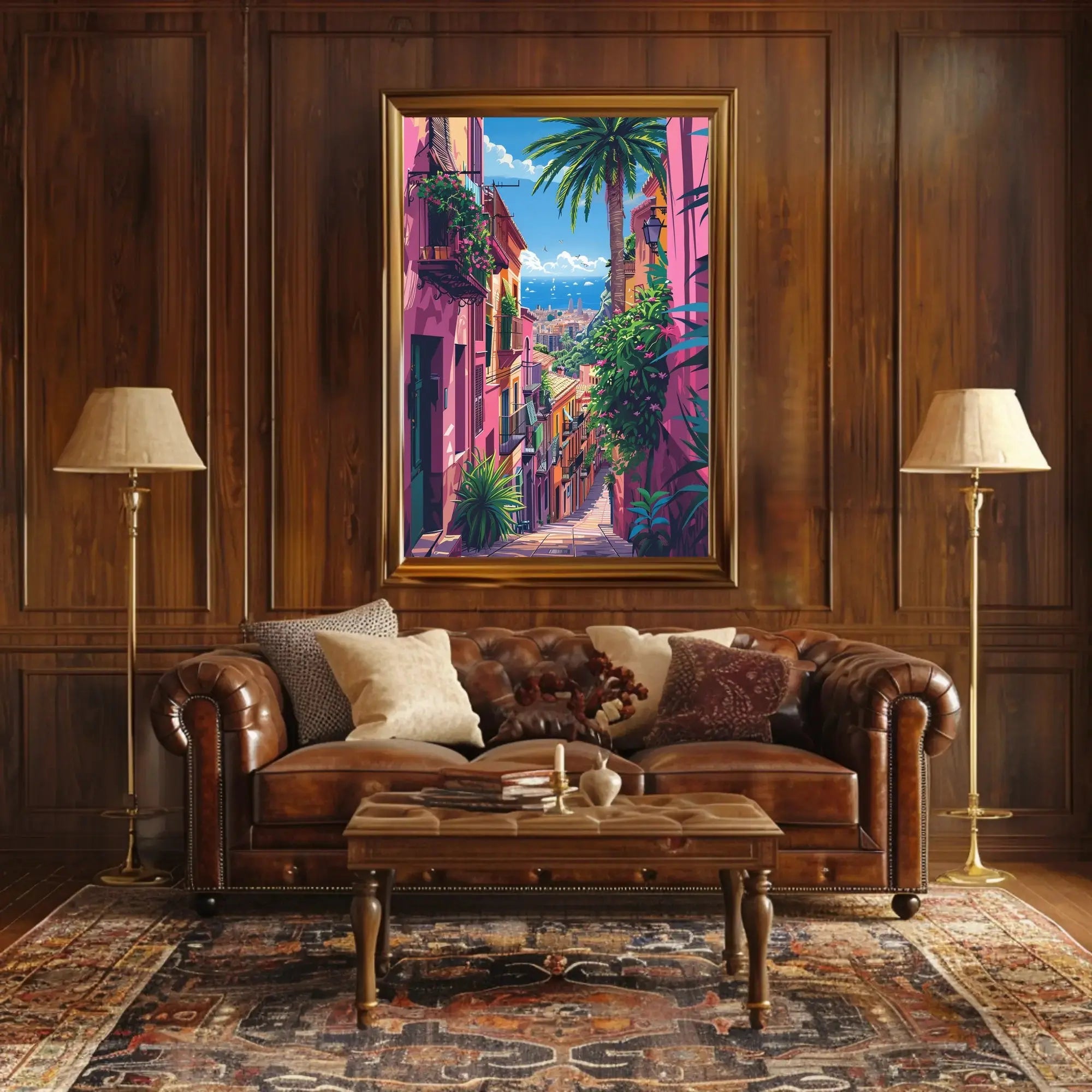 Vibrant Mediterranean Cityscape Art Print Travel Poster PosterGoat