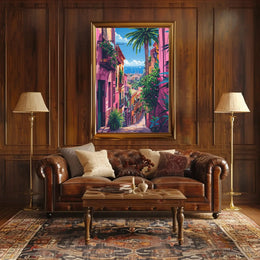 Vibrant Mediterranean Cityscape Art Print Travel Poster PosterGoat