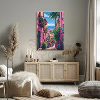 Vibrant Mediterranean Cityscape Art Print Travel Poster PosterGoat