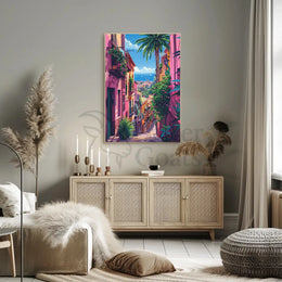 Vibrant Mediterranean Cityscape Art Print Travel Poster PosterGoat