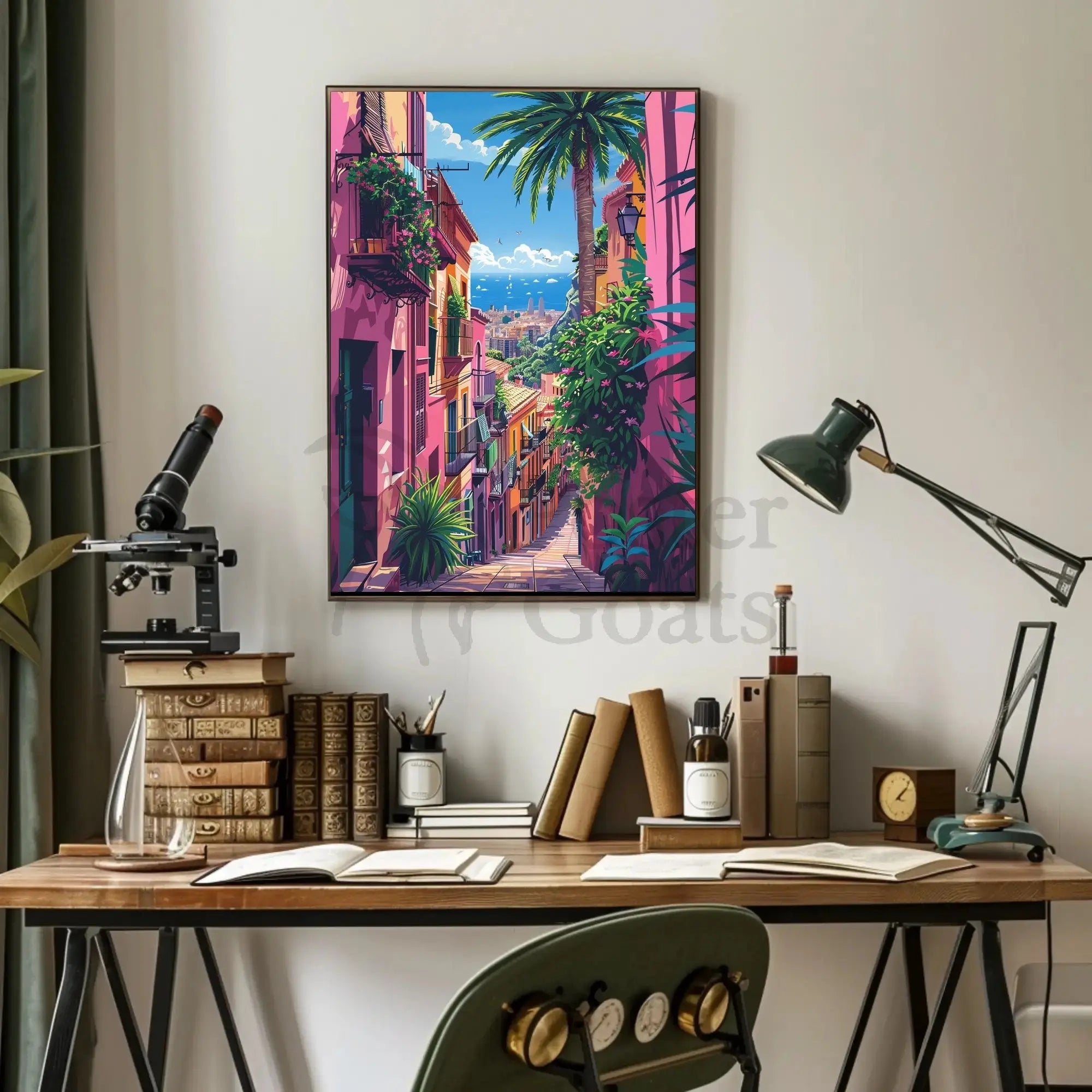 Vibrant Mediterranean Cityscape Art Print Travel Poster PosterGoat