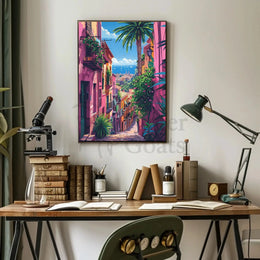 Vibrant Mediterranean Cityscape Art Print Travel Poster PosterGoat