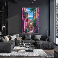 Vibrant Mediterranean Cityscape Art Print Travel Poster PosterGoat