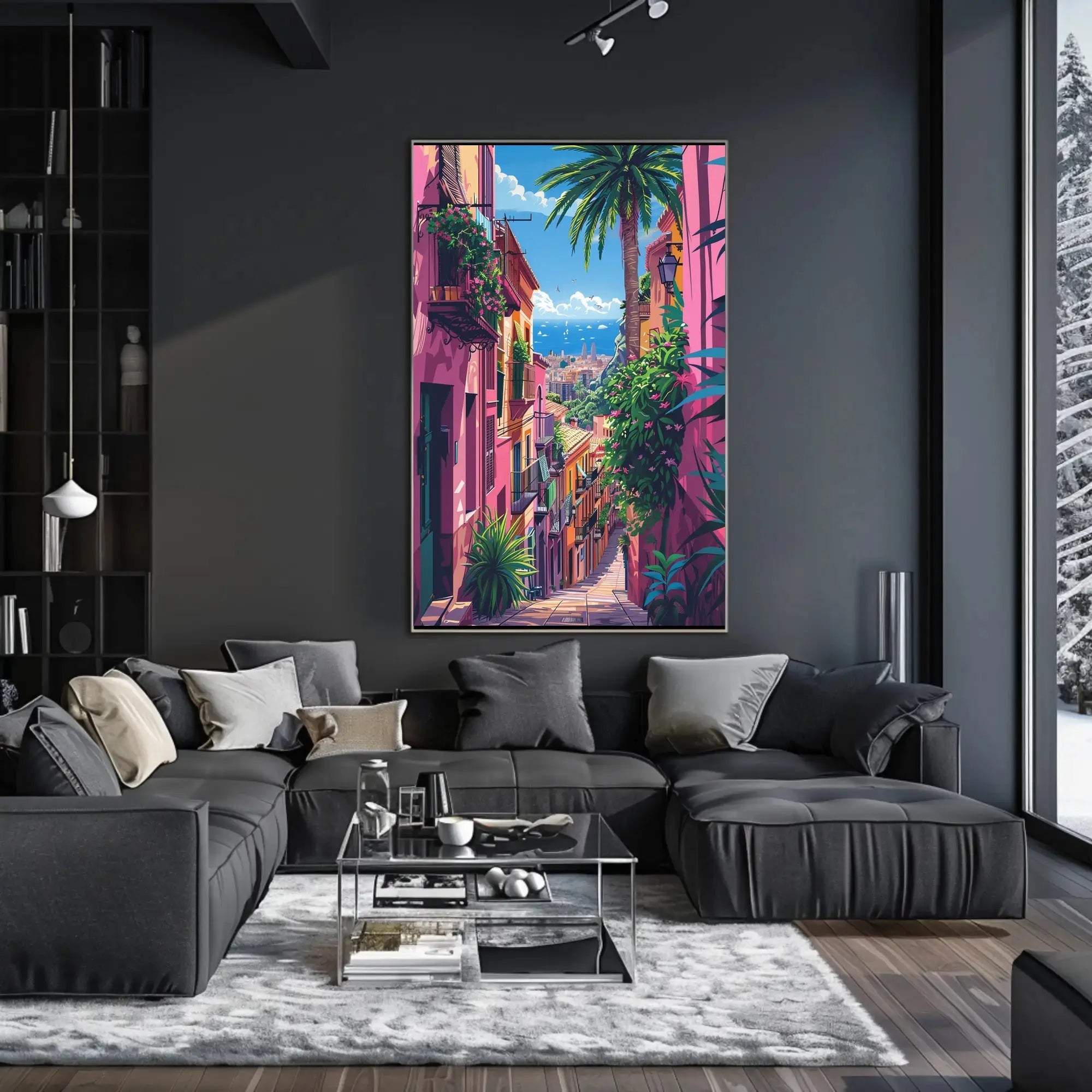 Vibrant Mediterranean Cityscape Art Print Travel Poster PosterGoat