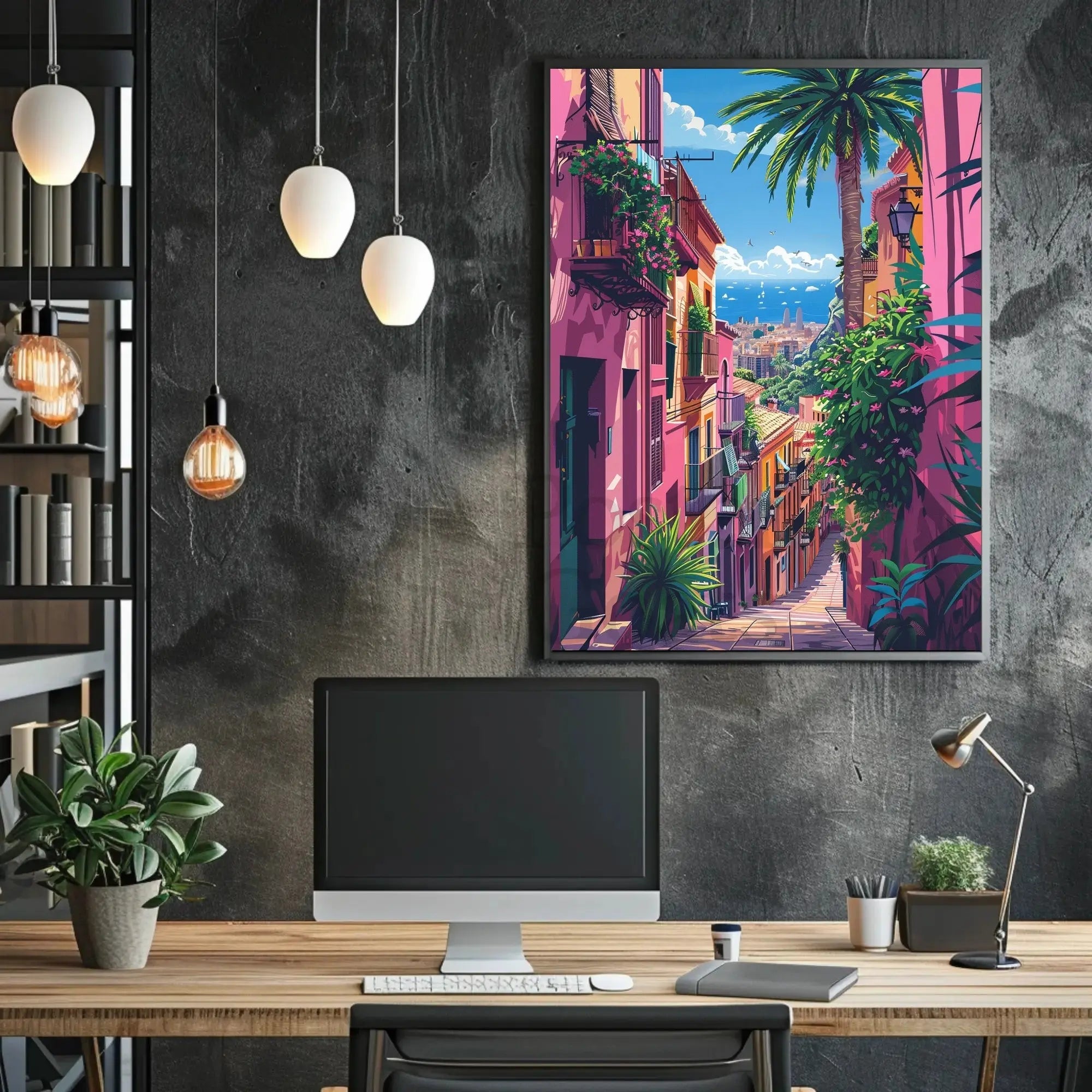 Vibrant Mediterranean Cityscape Art Print Travel Poster PosterGoat